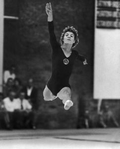 Ukrainian gymnast Larisa Latynina was born in Kherson in December, 1934. black and white